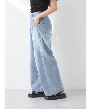 earth music&ecology タックホックデニムパンツ Light Indigo