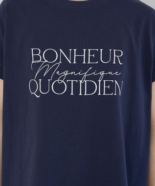 Green Parks フレンチスリーブ筆記体ロゴチュニック Navy