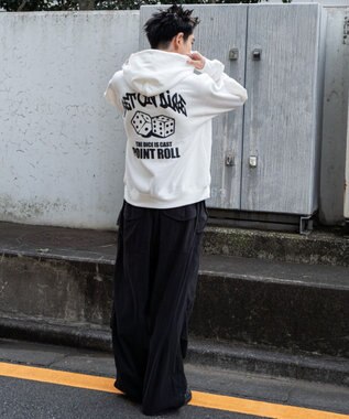 WEGO 【裏起毛/ユニセックス着用ITEM】リラックスフィットグラフィックパーカー ホワイト