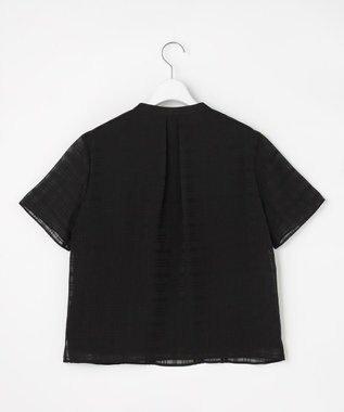 J.PRESS LADIES 【一枚で着映え・シーンレスに活躍】シアーチェック バンドカラー カットソー ブラックチェック系