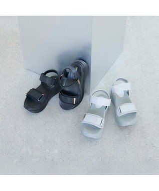 MODE ET JACOMO <noyau>厚底サテンベルクロスポーツサンダル シルバー