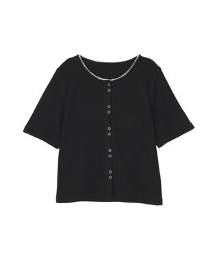 earth music&ecology チェーンリブラメカットソー Black