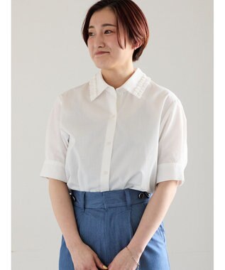 Te chichi ミニフリルトリムカラーブラウス オフホワイト