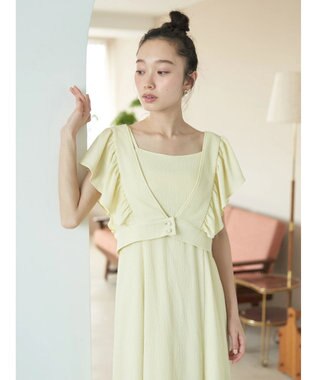 earth music&ecology ＳＥＴ２点　フリルショルダーツーピースワンピース Yellow