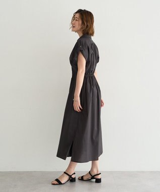 YECCA VECCA 【ORGABITS】タックシャツワンピース Charcoal Gray