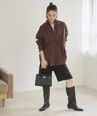 WEGO 【ANGIE VINTAGE】レザーライクシャツ＆スカートセットアップ ブラウン