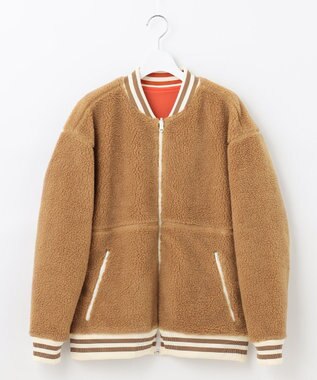 PW CIRCULUS 【WOMEN】【撥水/防風】リバーシブル ボア ジップアップ ブルゾン ベージュ×オレンジ