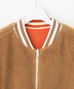 PW CIRCULUS 【WOMEN】【撥水/防風】リバーシブル ボア ジップアップ ブルゾン ベージュ×オレンジ