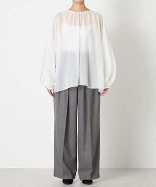 NAVE 【Nave】ブライトシアーボイル ギャザーブラウス ホワイト系