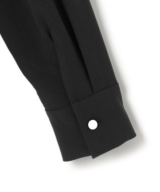 ICB L 【洗える】ストレッチジョーゼット ラッフルデザインブラウス ブラック系