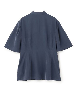 UNFILO L フィブリル ペプラムブラウス ディープブルー