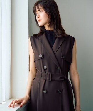YECCA VECCA 【UVカット/接触冷感】トレンチジレワンピース Brown