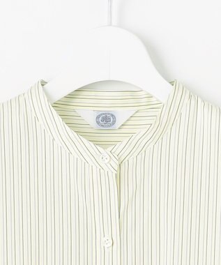 J.PRESS LADIES L 【洗える】BEZ VEGA バンドカラー ブラウス イエロー×ネイビー系