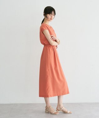 YECCA VECCA リネンライクスキッパーワンピース Orange