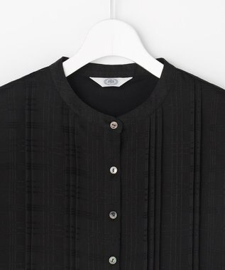 J.PRESS LADIES 【一枚で着映え・シーンレスに活躍】シアーチェック バンドカラー カットソー ブラックチェック系