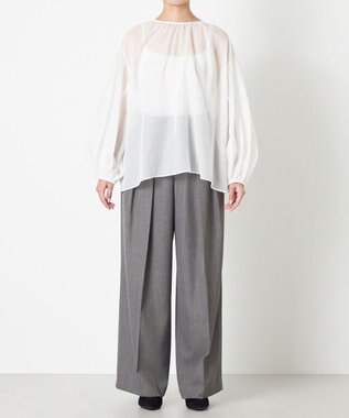 NAVE 【Nave】ブライトシアーボイル ギャザーブラウス ホワイト系