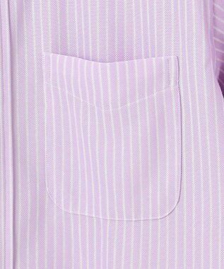 J.PRESS MEN 酷暑の清潔感もこれ一枚で【吸水速乾 / 抗菌防臭 / 防シワ】【J.PRESS OXFORD JERSEY】カノコインレイストライプ 半袖シャツ / B.D. ライラック系1