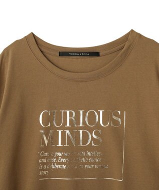 YECCA VECCA 【UVカット】ワイドスリーブ箔プリントTee Dark Beige