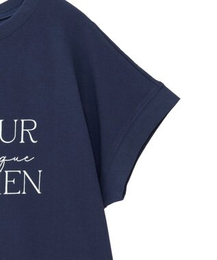 Green Parks フレンチスリーブ筆記体ロゴチュニック Navy