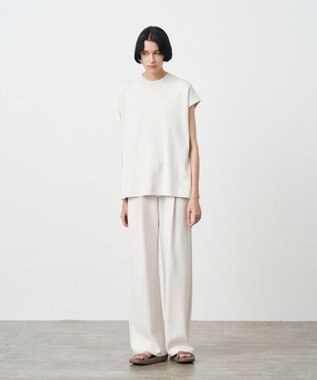 ATON 【23/SS】50/2 NATURAL DYE ORGANIC COTTON | モックネックタンクトップ WARM WHITE