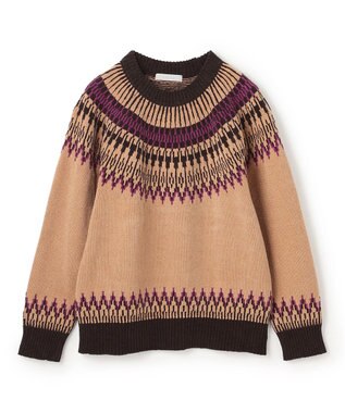 UNFILO MENS ライトモール ノルディックニット キャメル×ブラウン