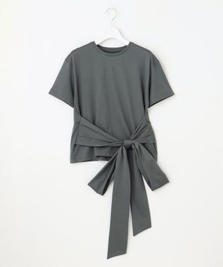 23区 L 【エステータ】スーピマシングルジャージー サッシュデザイン カットソー グレー系