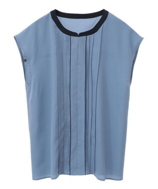 YECCA VECCA 配色タックデザインブラウス Blue