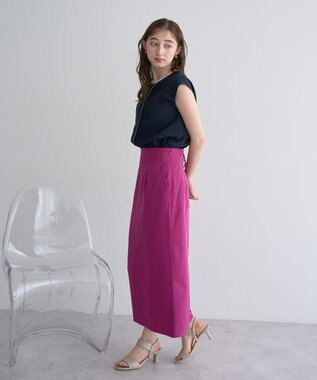 YECCA VECCA 配色タックデザインブラウス Navy