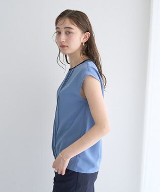 YECCA VECCA 配色タックデザインブラウス Blue