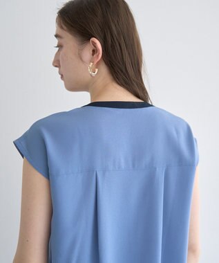 YECCA VECCA 配色タックデザインブラウス Blue