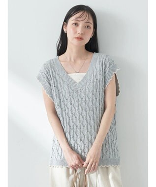 earth music&ecology クロッシェラインニットベスト Mint