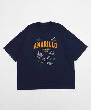 WEGO 【速乾/ひんやり/ユニセックス着用ITEM】接触冷感フロッキープリントグラフィックT（SS） ネイビー