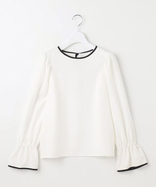 Feroux 【洗える】バイカラー ブラウス ホワイト系