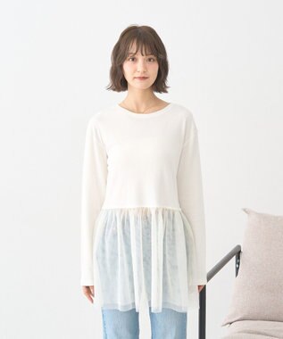 earth music&ecology 【吸湿発熱】あったかフェミニンインナー（チュールヘム） Off White