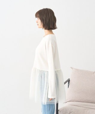 earth music&ecology 【吸湿発熱】あったかフェミニンインナー（チュールヘム） Off White