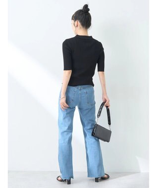 earth music&ecology リブコンパクトカーディガン Black