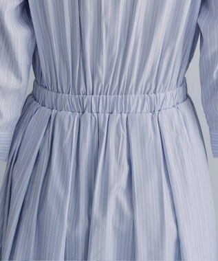 Tiaclasse L 【洗える】ベルト付きストライプワンピース サックス