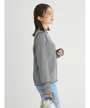 Green Parks 表面感ハイネックプルオーバー Gingham Check