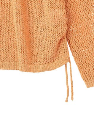 Green Parks サイドシャーリング透かし編みニットプルオーハ Orange