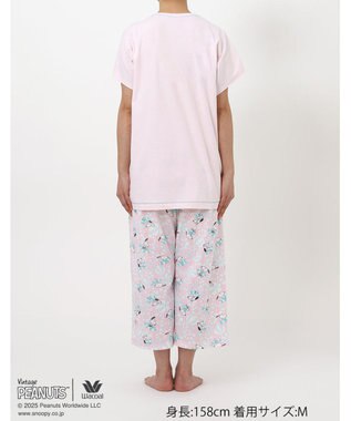 WACOAL ワコール_リラックス＆スリープ パジャマ 3分袖 半袖 8分丈 綿100%(本体) PEANUTS スヌーピー レディース FDT158 /ワコール ピンク