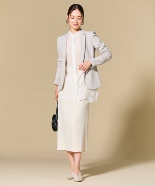 BEIGE， GALENA / コットンレースバンドカラーシャツ Off