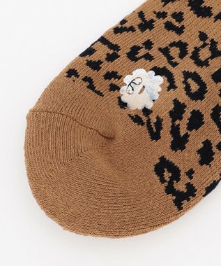 PW CIRCULUS 【WOMEN】【土踏まずをサポート】ロゴ ミドルソックス レオパード