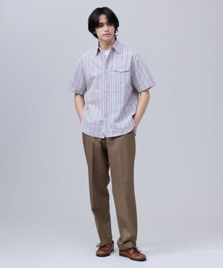 J.PRESS MEN 【J.PRESS ORIGINALS】Cotton Silk Seersucker Regular Half Sleeve Shirt / Baggy-Fit ホワイト系8
