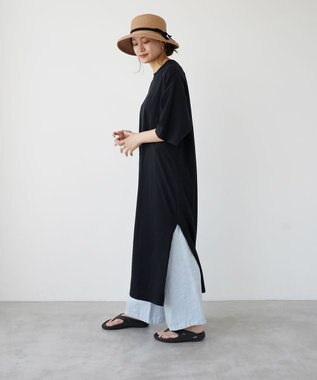 HAAG スマイルコットン SHORT SLEEVE ONEPIECE ワンピース ブラック