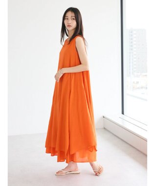 CRAFT STANDARD BOUTIQUE インド綿混フレアワンピース Orange