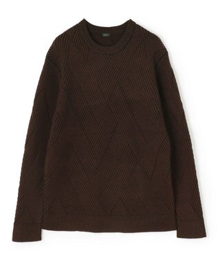 JOSEPH HOMME ビッグジオメトリージャガード　クルーネック ダークブラウン系