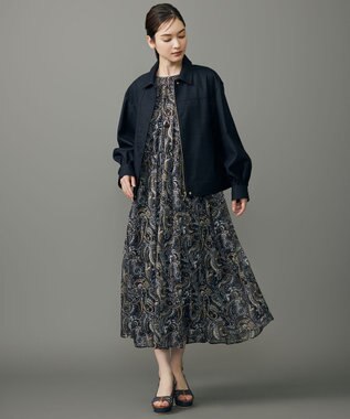 自由区 L 【SHIHOさん着用】ペイズリープリント ワンピース ネイビー