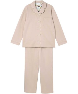 une nana cool 【綿混】ハイゲージダブルエアー 長袖開襟パジャマ MADE WITH LIBERTY FABRIC ベージュ