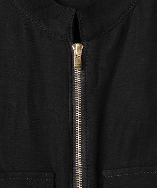 BEIGE， BERNARD / リネン混 フロントジップ スタンドカラードレス Black