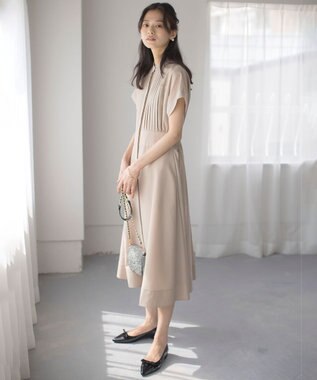 組曲 S 【洗える・ドライタッチ】シアーボイルフロントタック ワンピース ベージュ系